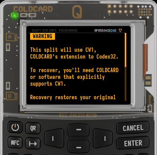 Q explaining that a seed-word wallet uses CW1