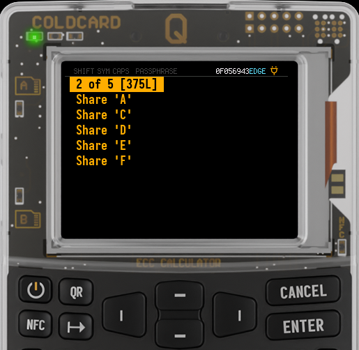 Q listing five shares from a 2-of-5 split