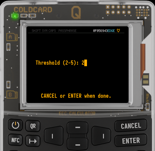 Q with a recovery threshold of two selected