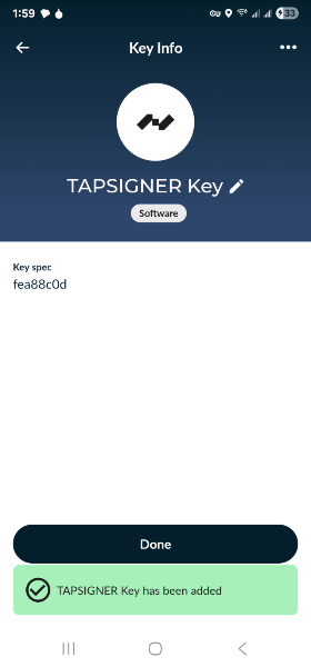 nunchuk tapsigner recover 9