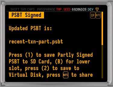 Q signer a save psbt