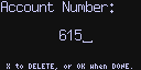 account number entry